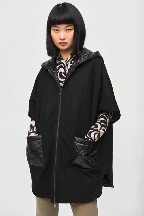 Heavy Knit Reversible Hooded Cape