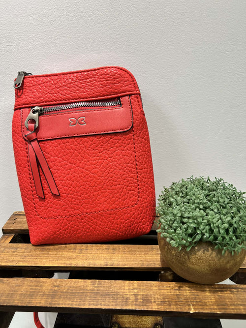 Vibrant Red Crossbody Purse with 3 Compartments
