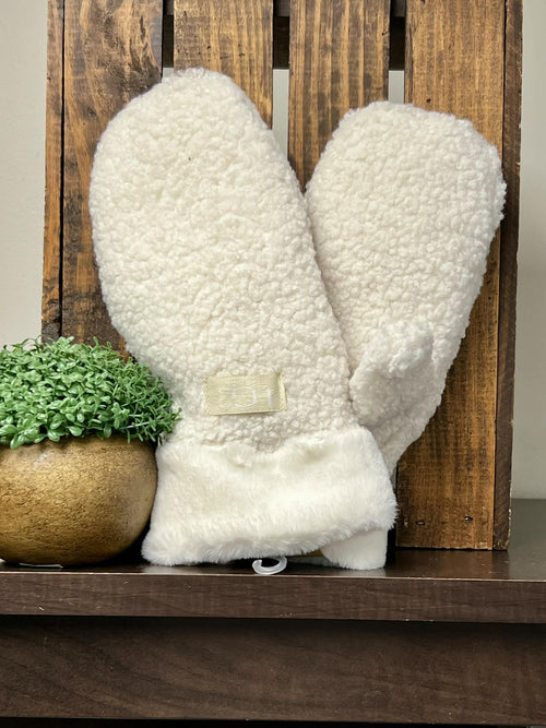Off-White Sherpa Mittens