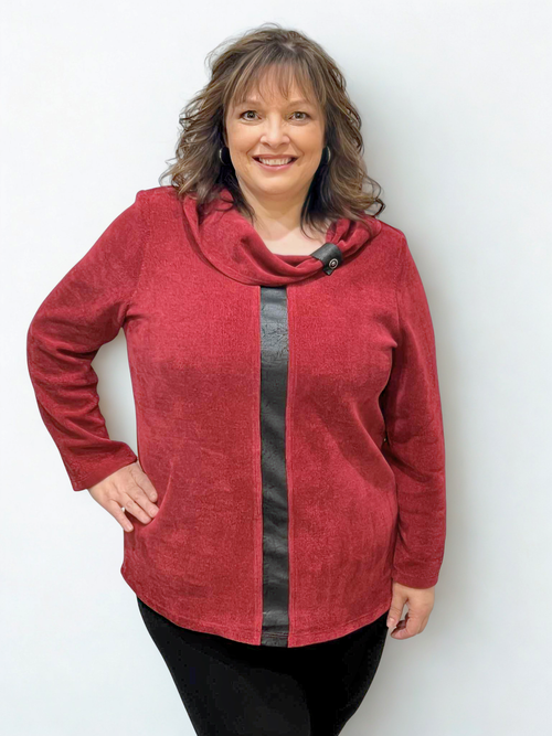 Modes Crystal | Vibrant Wine Cowl Neck Tunic