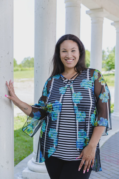 Black LABB Clothing | BL05-199 Perfect Black/White Striped Round Neck Tank