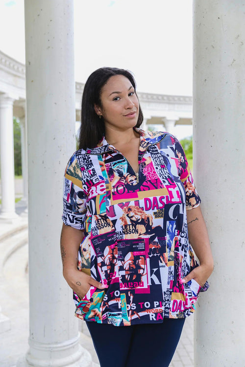 Black LABB Clothing | BL94-223 Fresh Mag Short Sleeve 2 Pocket Tunic