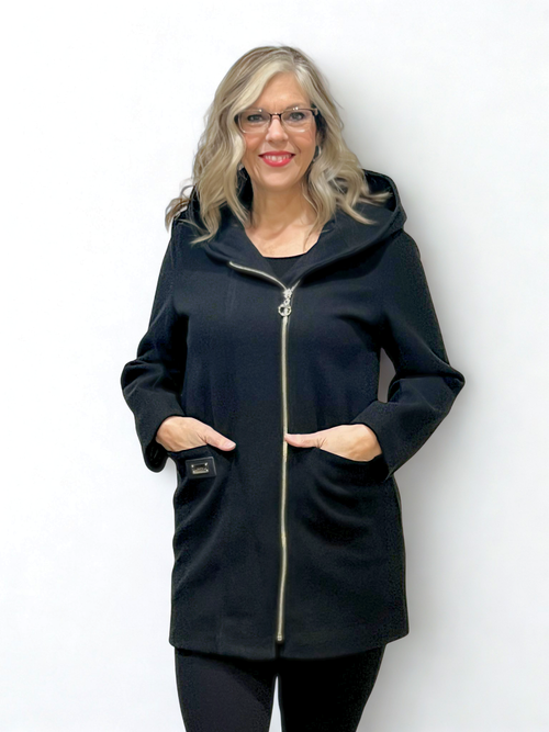 Black Hooded Jacket with Liner