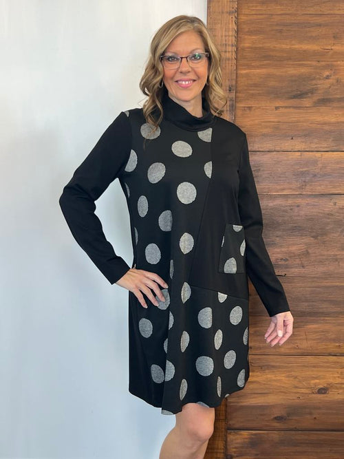 Pure Essence |  Black/Snow Big Dot Dress/Tunic