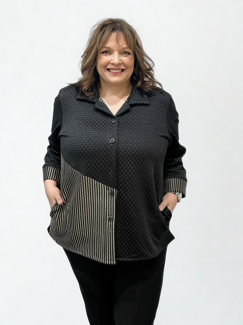 Pure Essence | Black / Mocha  Quilted Jacket