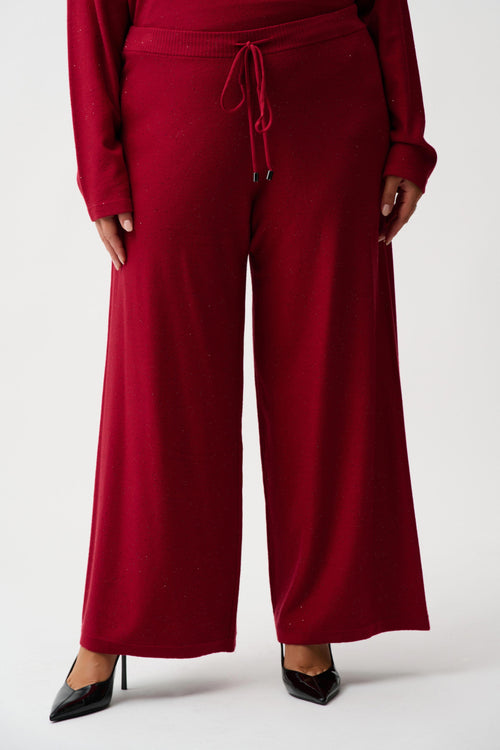 Joseph Ribkoff | Red Sequined Sweater Knit Culotte Pants