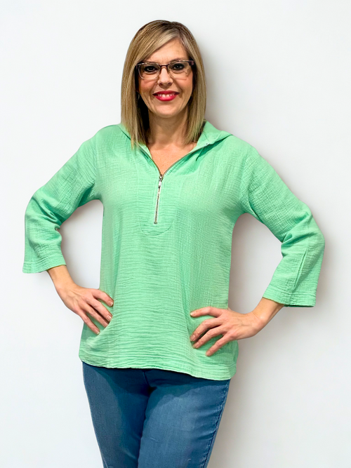 Parsley & Sage | Lime Karl Double Gauze Hooded Top