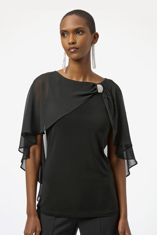 Joseph Ribkoff | Chiffon and Silky Knit Cape Top,