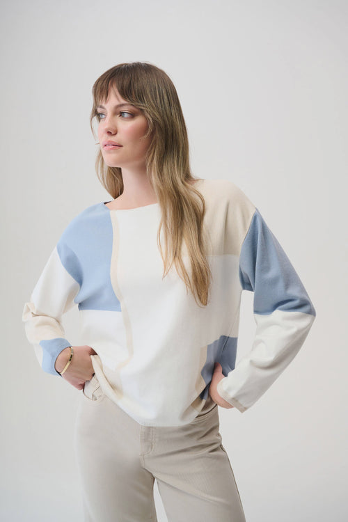 Joseph Ribkoff | Brushed Viscose Yarn Color Block Sweater