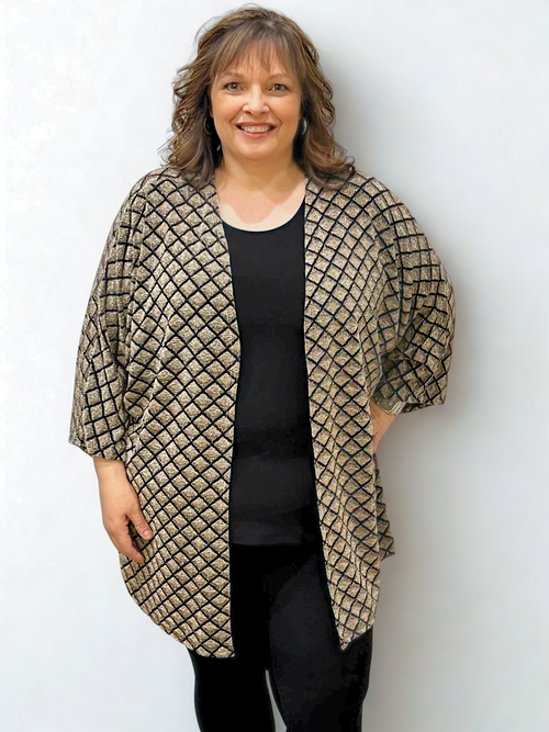 Modes Crystal | Champagne Fashion Jacket with Diamond Pattern