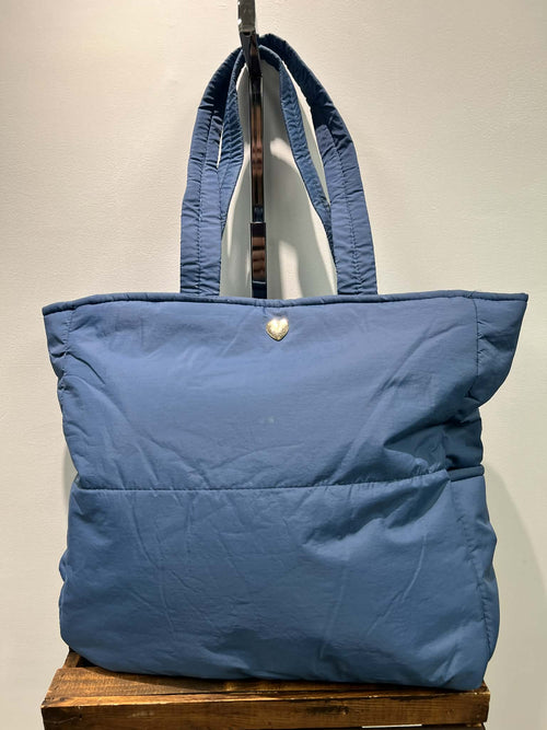 Large Blue Puffer Overnight Bag