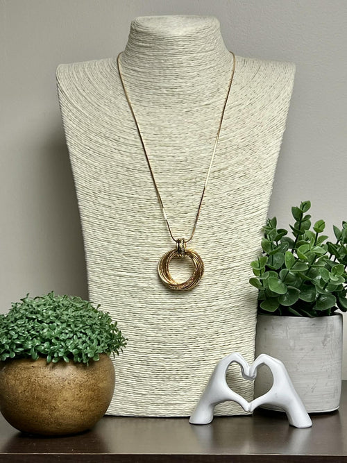 Gold, Multi Twisted Ring Necklace