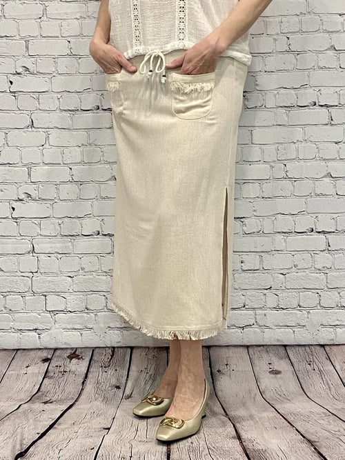 GG Jeans  | Linen Flax Skirt, Side Opening