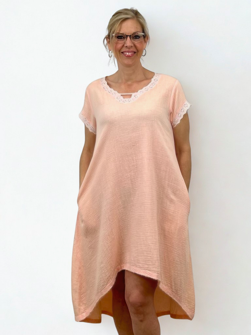 Parsley & Sage | Evelyn Double Gauze Dress, S S, Peach