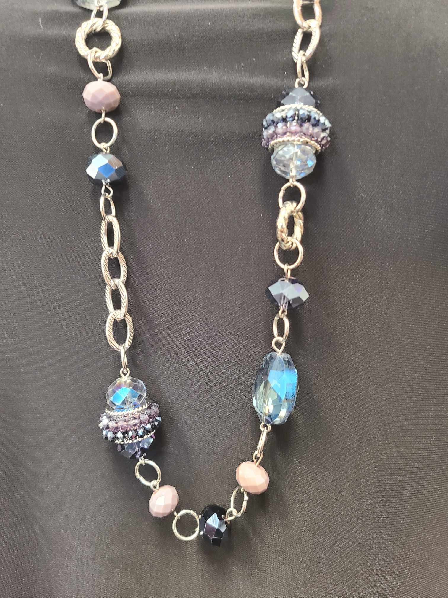 Purple & Blue Gem Necklace with Matching Earrings