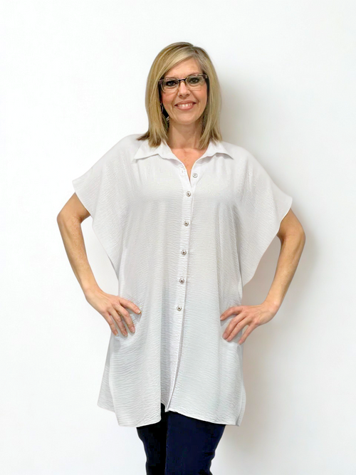 Pure Essence | Squared Tunic with Dolman Sleeves, White