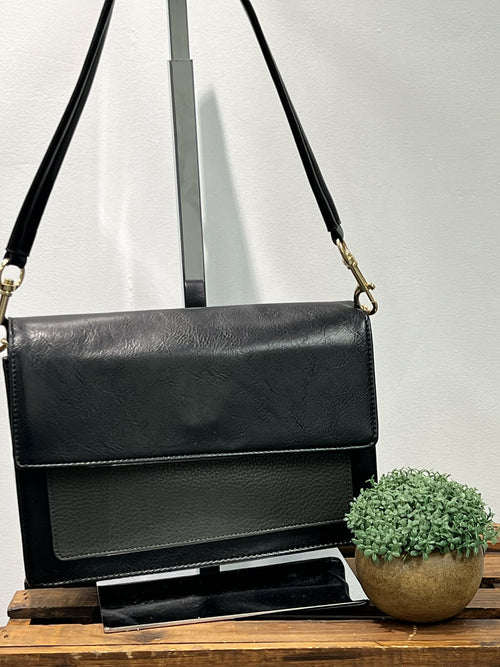 Two-tone Black / Grey Faux Leather Purse