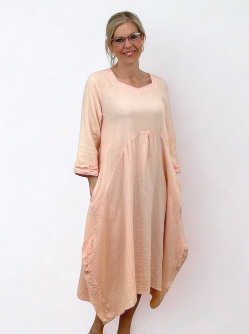 Parsley & Sage | Evelyn Double Gauze Dress, Peach