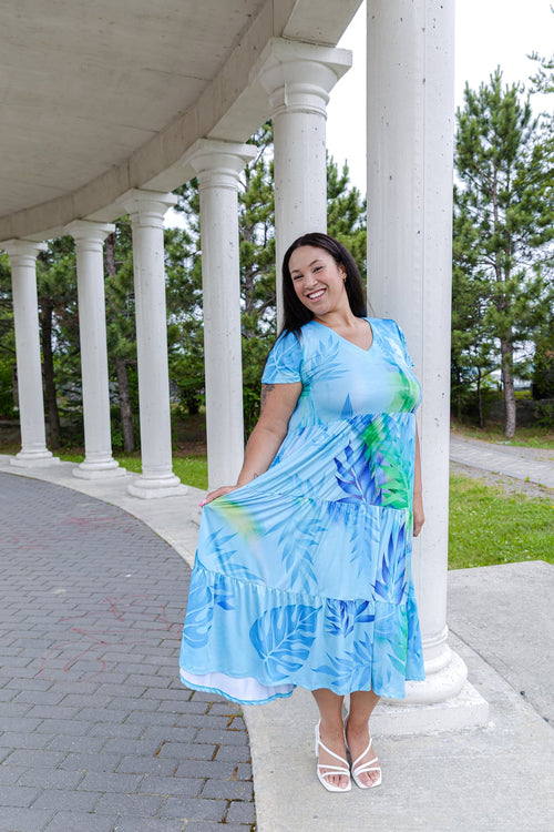 Black LABB Clothing | BL58 3 Tier Ocean Oasis Short Sleeve Dress