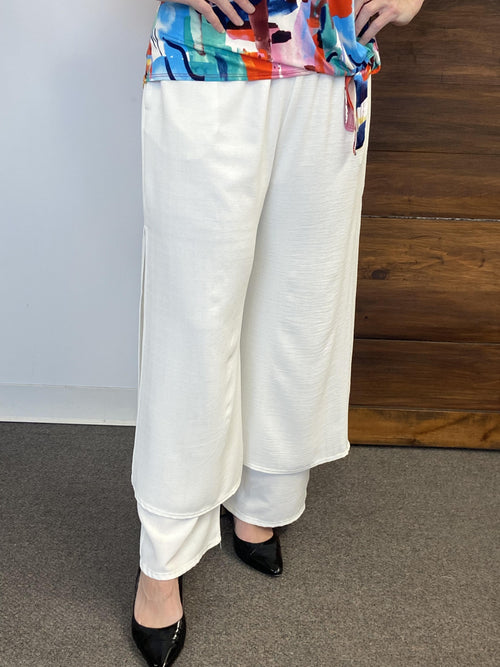 Off White Double Layered Petite Palazzo