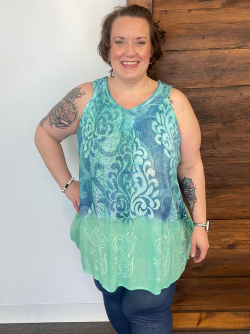 One Size Mixed Green Sleeveless Top