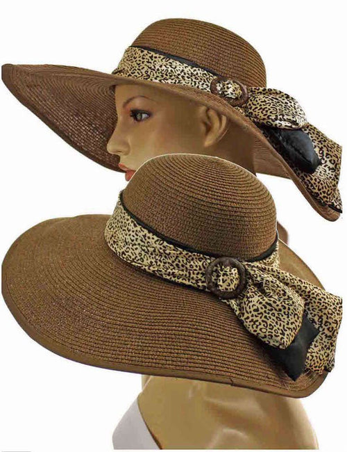 Wide Brim Straw Sun Hat, Brown
