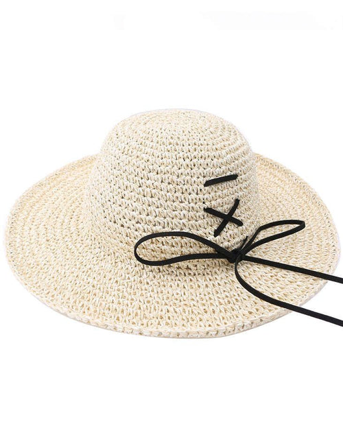 Wide Brim Straw Sun Hat, Cream