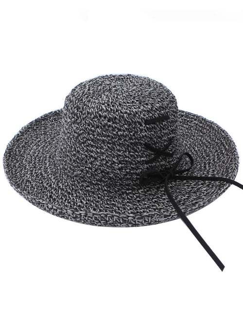 Wide Brim Straw Sun Hat, Black