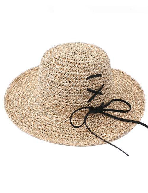 Wide Brim Straw Sun Hat, Beige