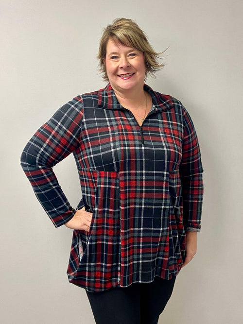 Black LABB | Red Plaid 2 Pocket Zipper Tunic