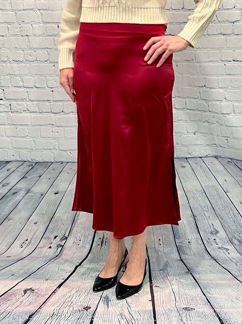 Long Silky Skirt, Red