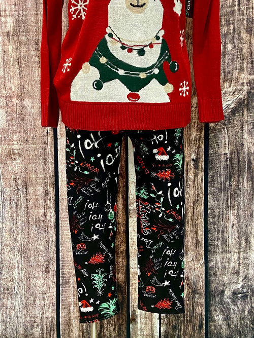 One Size Plus Size Thermal Leggings, Ho! Ho! Ho! Christmas