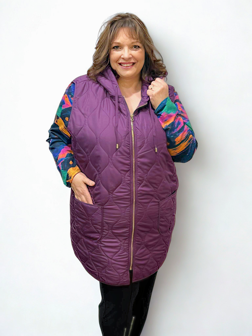 GG Jeans | Purple  Long Quilted Vest