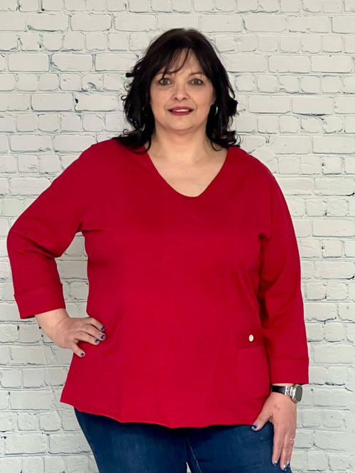 Parsley & Sage | Kira Cotton Tunic,  Red