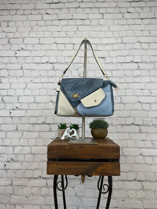 Purse, Denim, Light Blue, Ivory