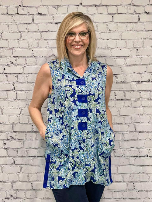 Pure Essence | Sleeveless Top, Paisley Print