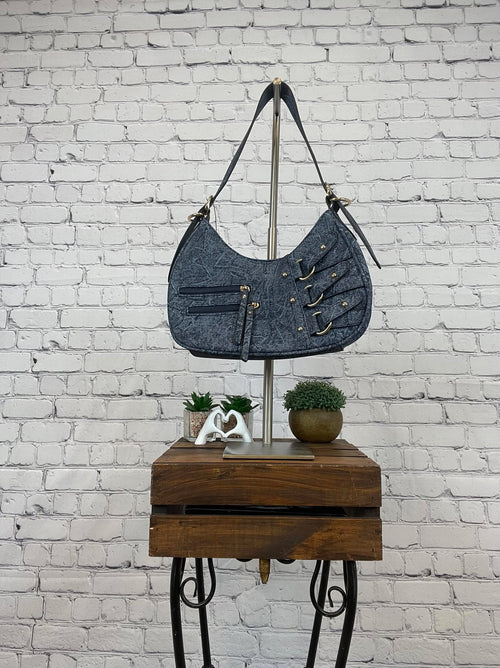 Purse,  Denim Print, Dark
