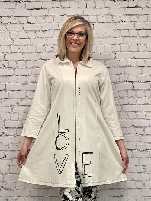 Parsley & Sage | Cream Cotton LOVE Zip Jacket