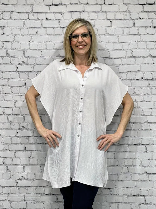 Pure Essence | Squared Tunic with Dolman Sleeves, White