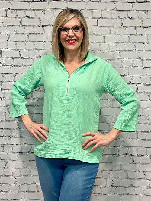 Parsley & Sage | Lime Karl Double Gauze Hooded Top