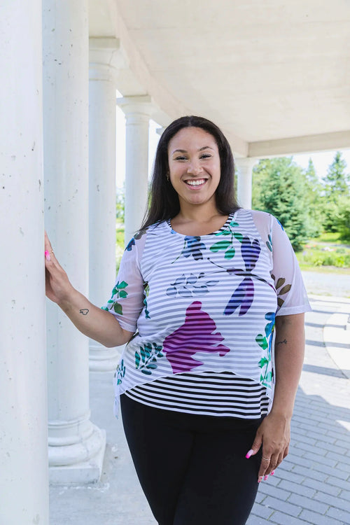 Black LABB Clothing | BL105-221 Nature's Finest Curved Hem Mesh Top