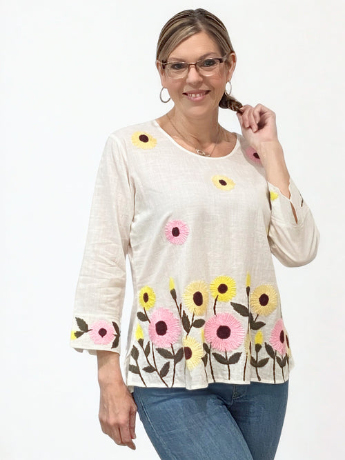 Parsley & Sage | Verena 3/4 Sleeve Cotton Top