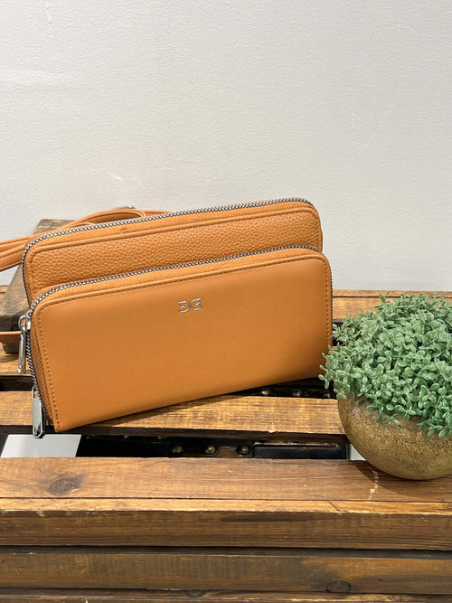 Camel  Wallet / Crossbody, Front Zip Pocket