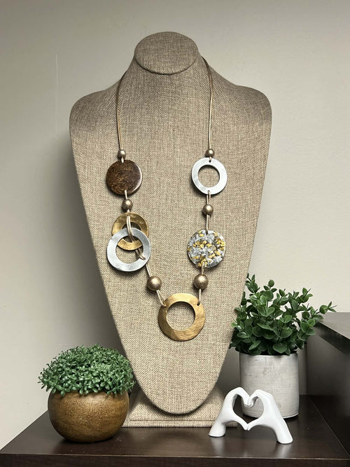 Gold, Silver Resin Rings Necklace