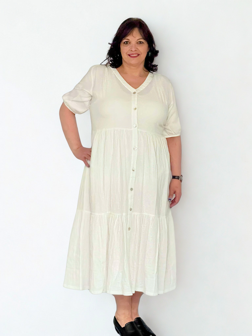 Parsley & Sage | Karl Double Gauze Cotton Shirt Dress, white
