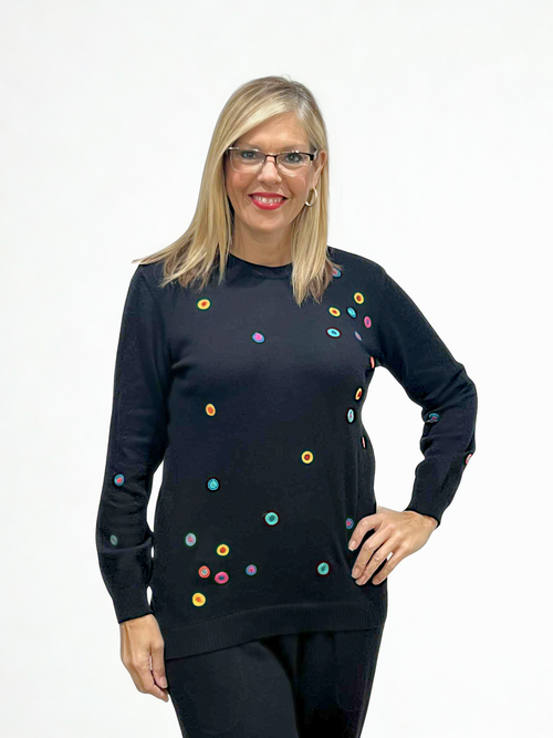 Parsley & Sage Black Ginny Cotton Sweater