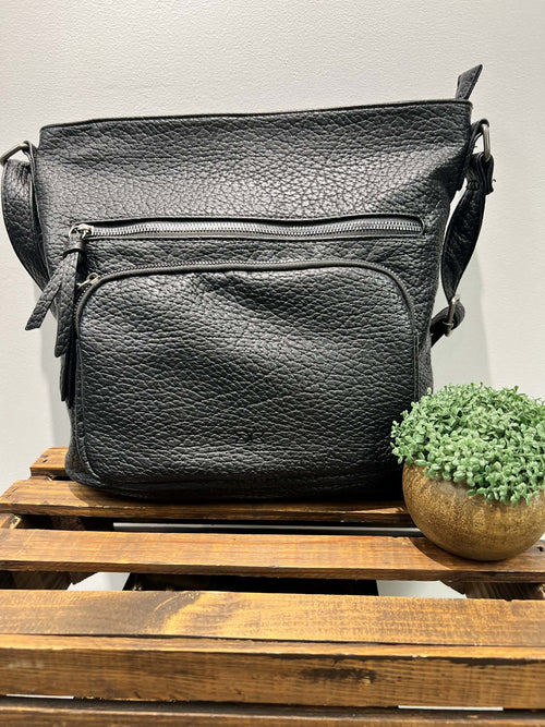 Black Vegan Leather Hobo Shoulder Bag