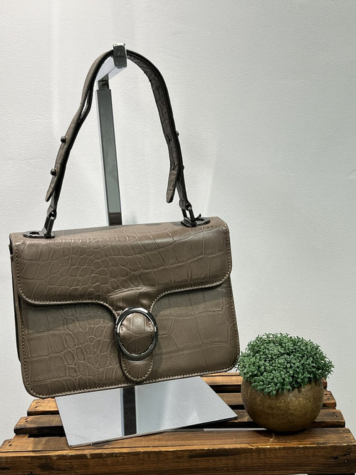 Taupe Purse with Pewter Buckle