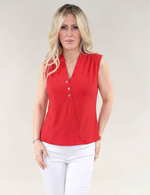 Michael Tyler | Red Sleeveless Top With V Neck
