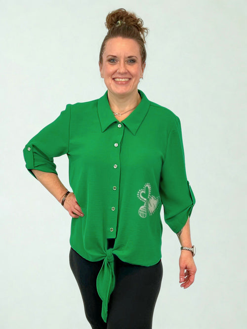 Modes Crystal | Front Tie Top, Green